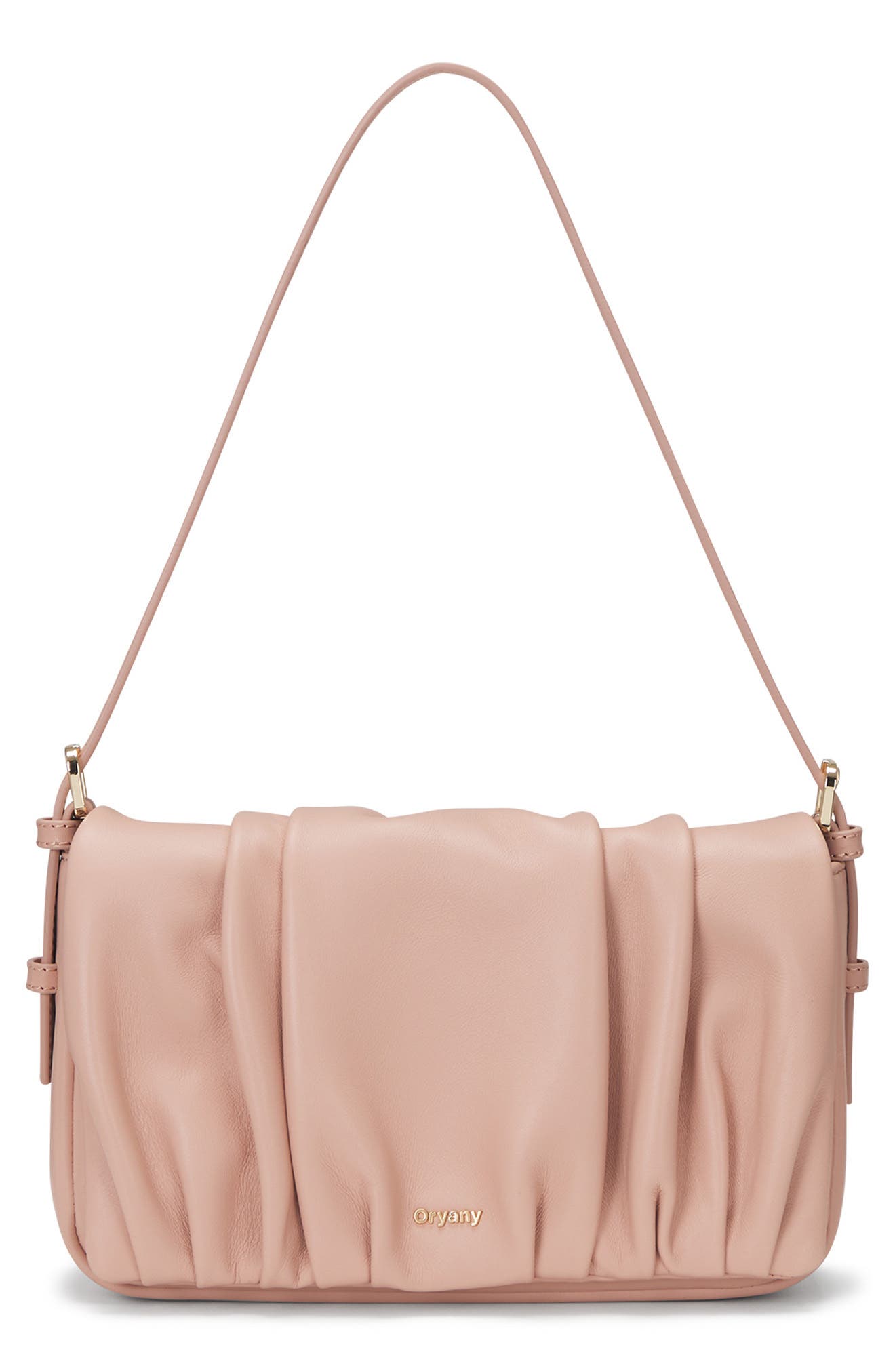 Oryany Bell Pleated Leather Shoulder Bag, Main, color, Blush