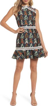 Keepsake the Label Faithful Floral Lace-Up Shoulder Dress