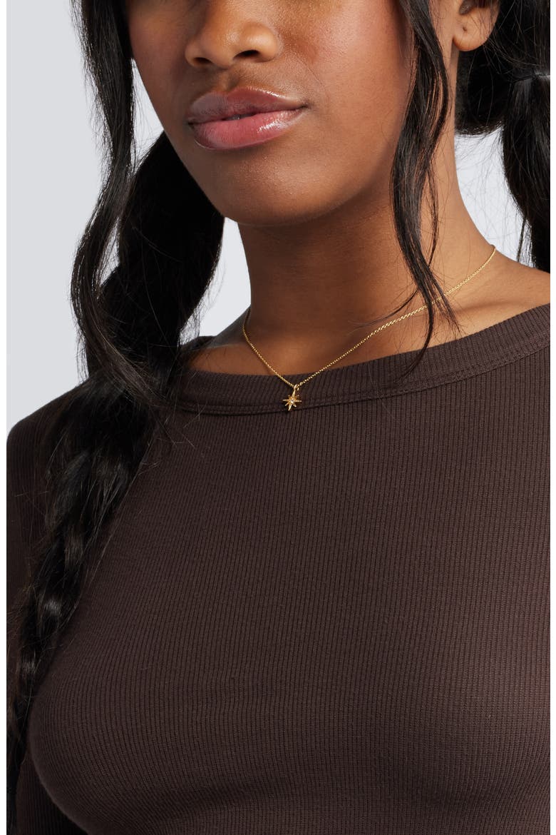 Ribbed Long Sleeve T-Shirt, Alternate, color, BROWN COFFEE