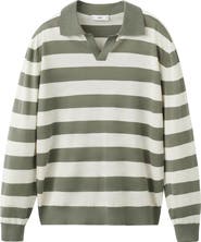 MANGO Fine Knit Long Sleeve Stripe Polo