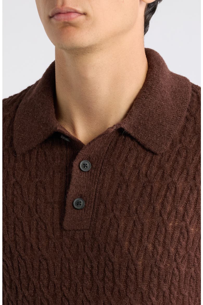 Cyclone Cabled Long Sleeve Polo Sweater, Alternate, color, CHOCOLATE BROWN