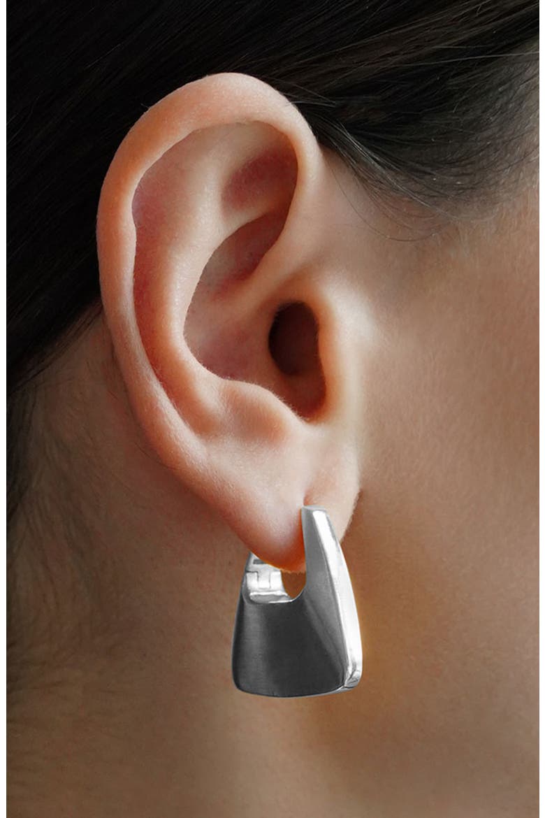 Oslo Hinge Square Hoop Earrings, Alternate, color, SILVER