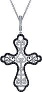 Lafonn Simulated Diamond & Lab Grown Sapphire Filigree Cross Pendant Necklace