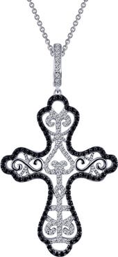 Lafonn Simulated Diamond & Lab Grown Sapphire Filigree Cross Pendant Necklace