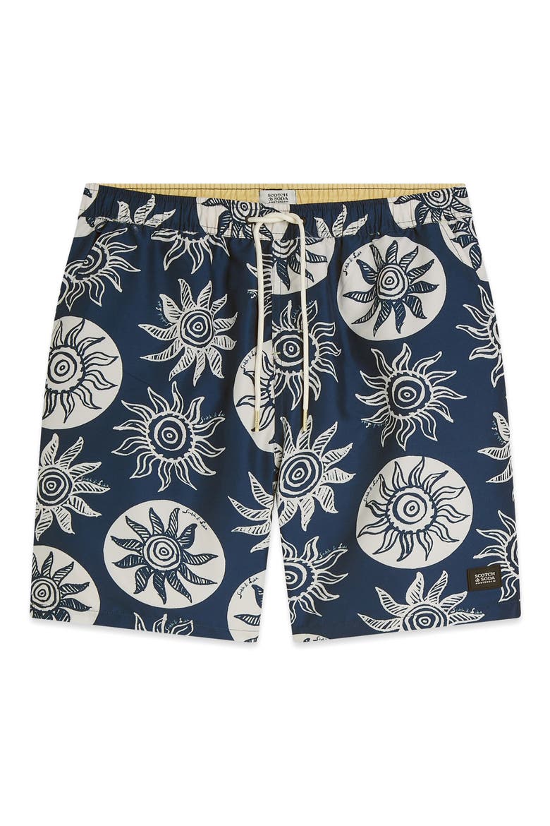 Print Swim Trunks, Alternate, color, SUNS CAPTAINS BLUE