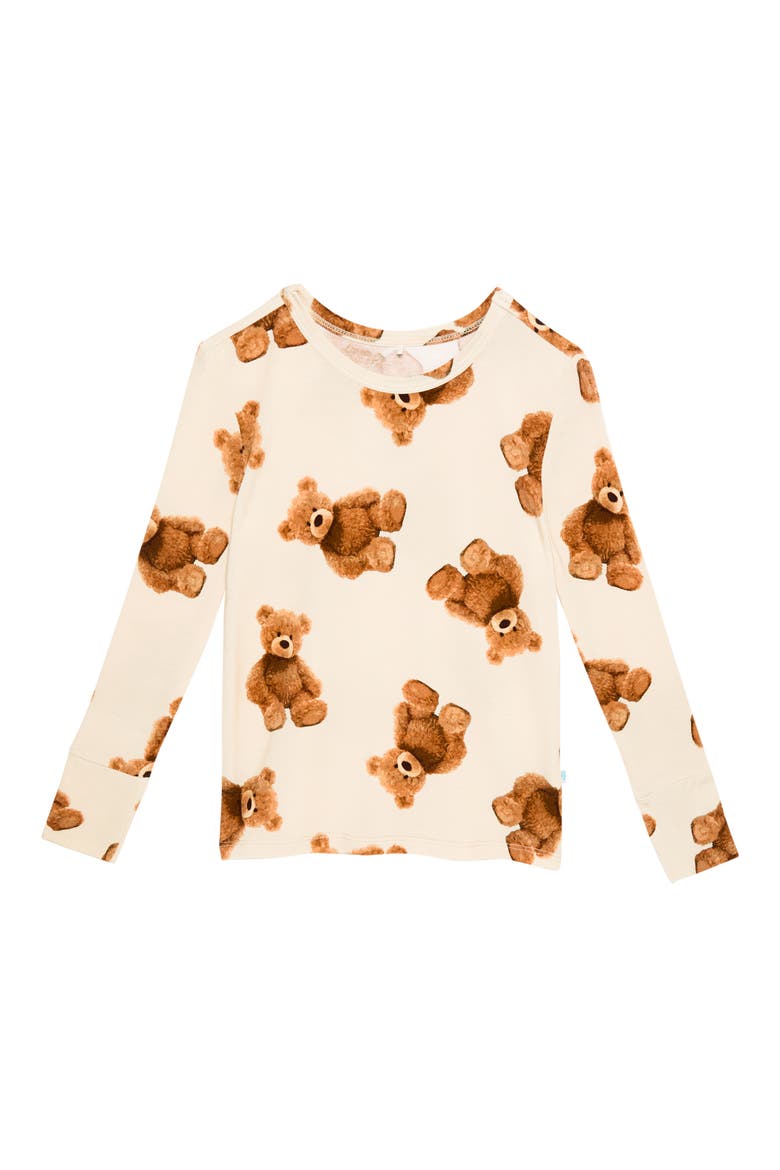 Kids' Print Fitted Two-Piece Pajamas, Alternate, color, BEIGE