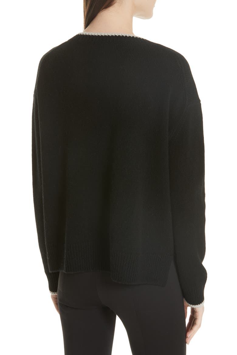 Wool & Cashmere Tipped Sweater, Alternate, color, BLACK/ CHAMPAGNE
