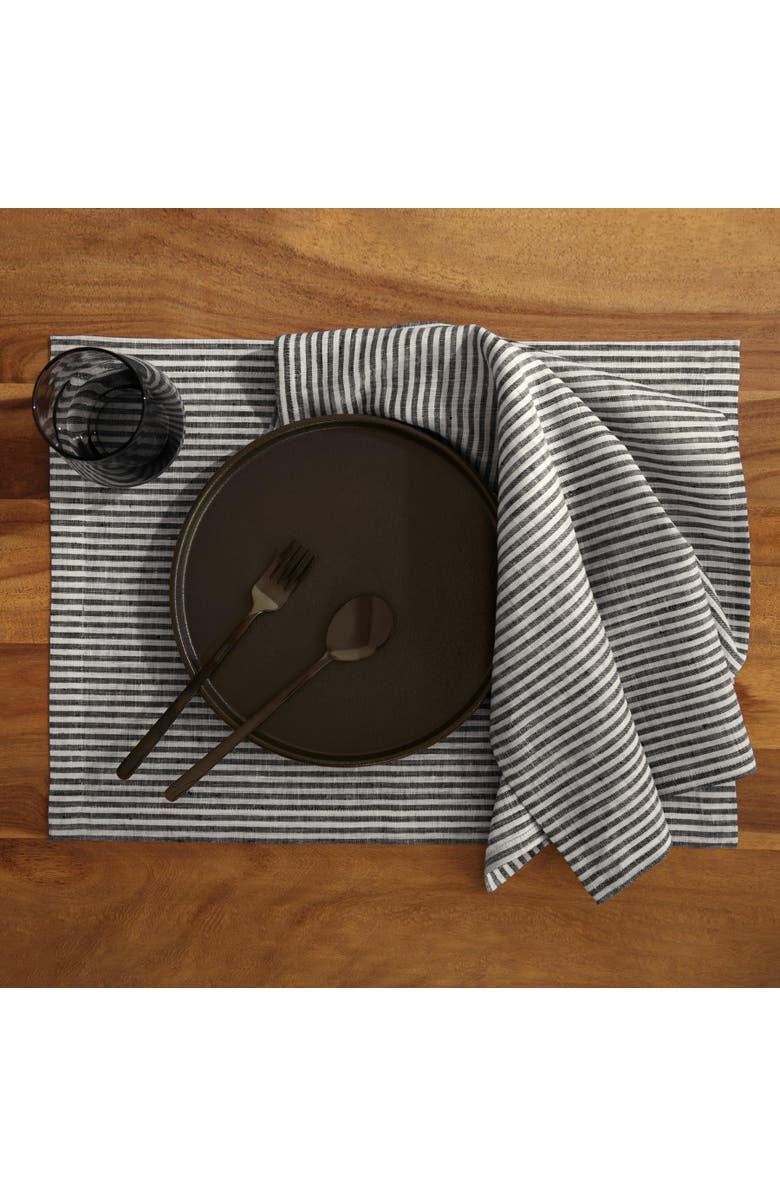 Solino Home Linen Dinner Napkins - Narrow Stripe, 20" x 20" Inch, Alternate, color, Black And White