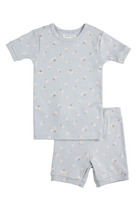 Petit Lem Daisy Print on Creme Ground PJ Set