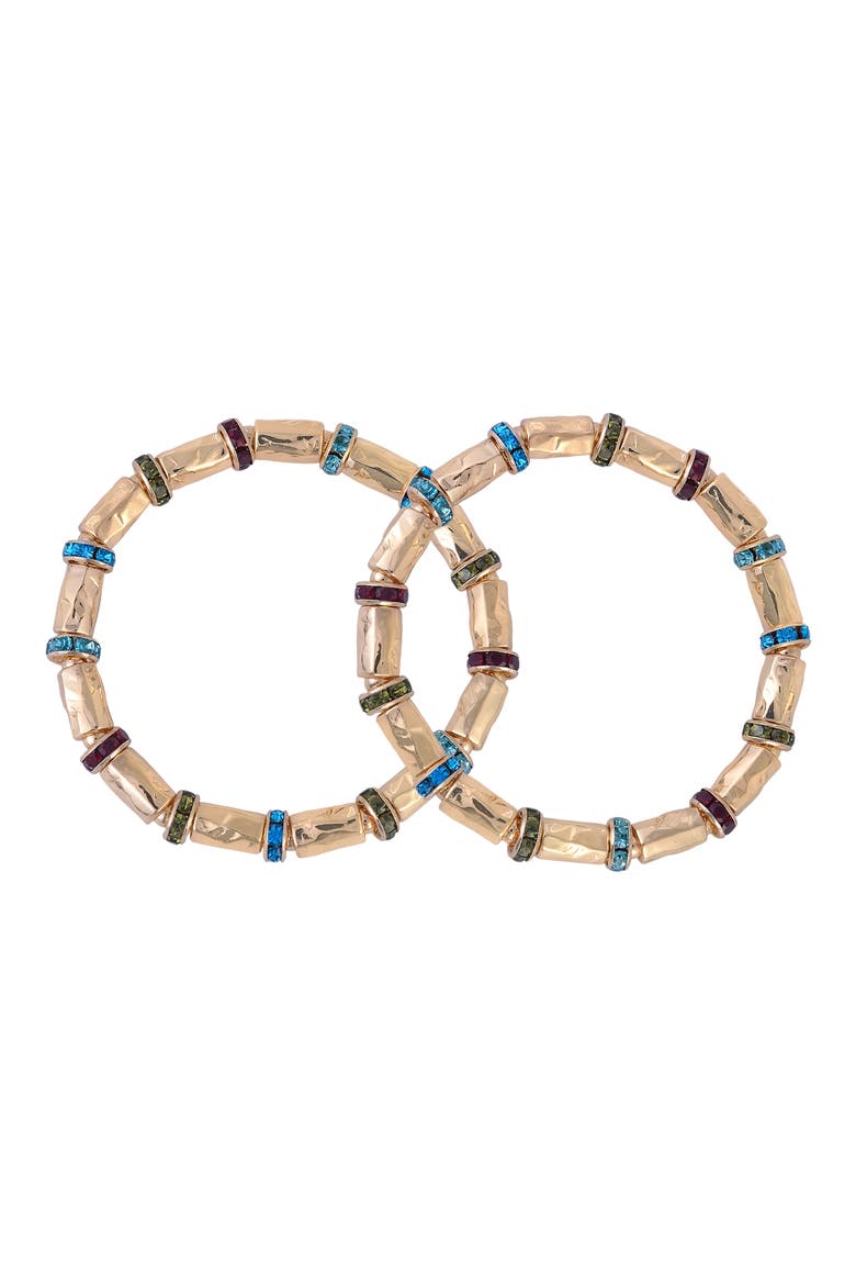 Set of 2 Beaded Bangle Bracelets, Main, color, GOLD MULTI