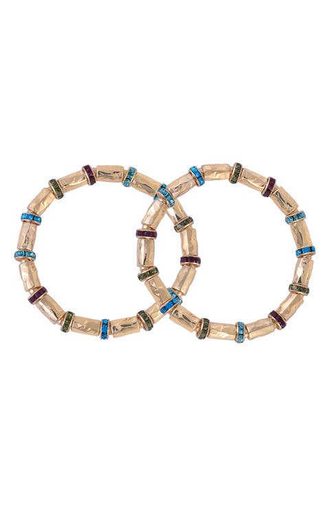Set of 2 Beaded Bangle Bracelets