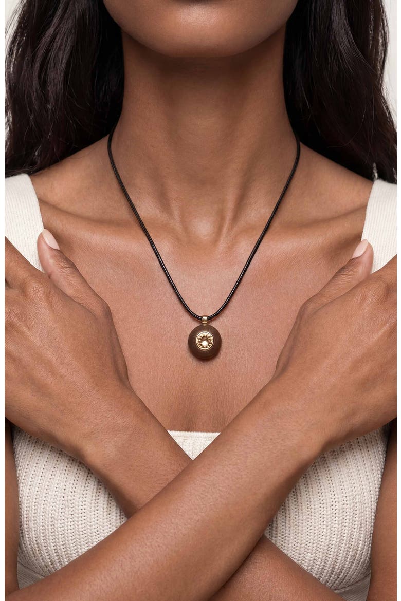 Circle Stone Cord Pendant Necklace, Alternate, color, SMOKEY QUARTZ