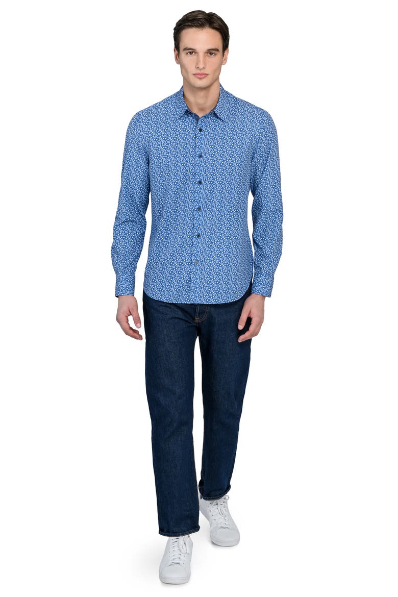 Paisley Print Stretch Dress Shirt, Alternate, color, DUSTY BLUE