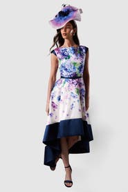 Coast Twill Hi-Lo Floral Midi Dress