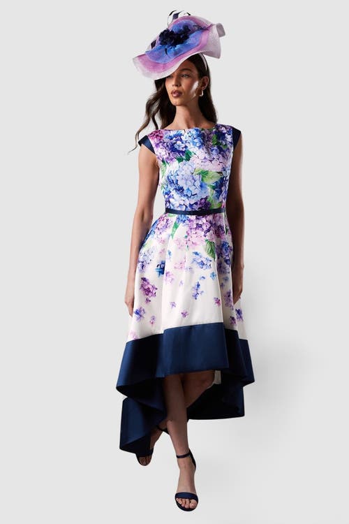 Coast Twill Hi-lo Floral Midi Dress In Multi