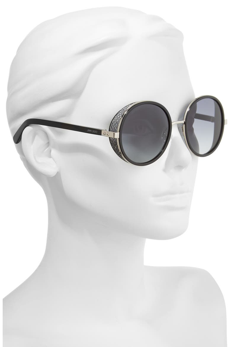 Andiens 54mm Round Sunglasses, Alternate, color, PALLADIUM/ BLACK
