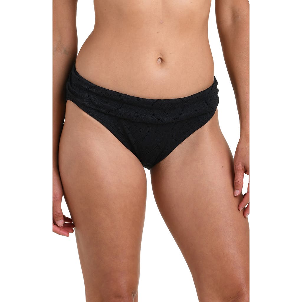 La Blanca Mantra Medallion Shirred Hipster Bikini Bottoms In Black