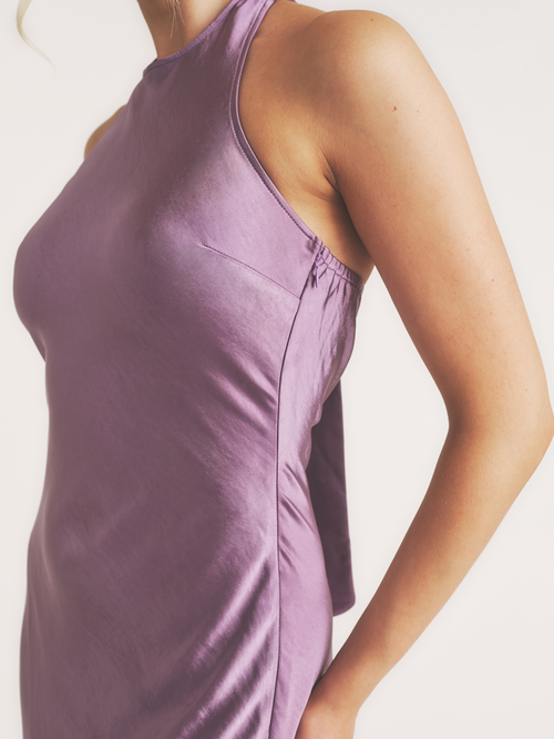 Six Stories Racer Neck Satin Bridesmaid Dress In Animal Print