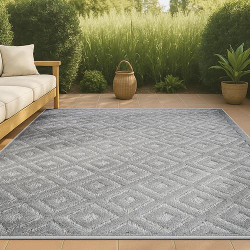 Jonathan Y Portmany Neutral Diamond Trellis Indoor/outdoor Area Rug In Gray