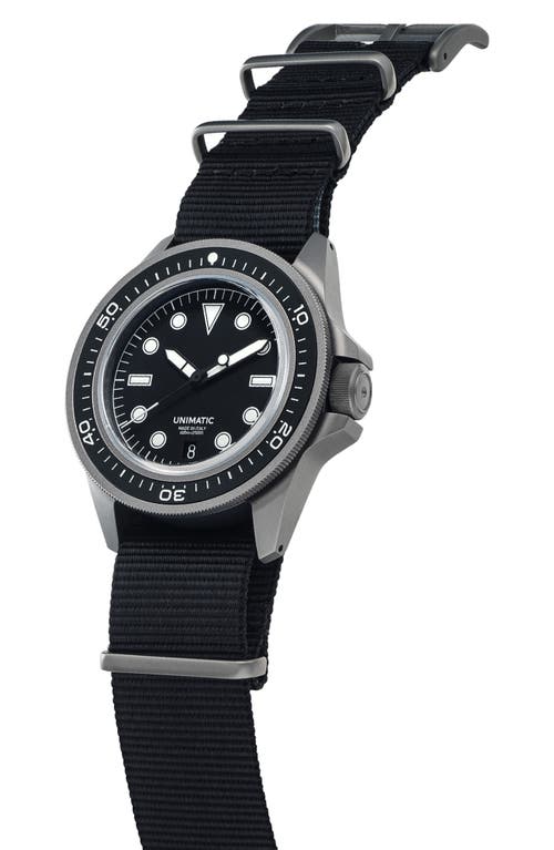 Unimatic Prodiver Modello Uno U1s-t-pd6-b Automatic Nato Strap Watch, 41.5mm In Black