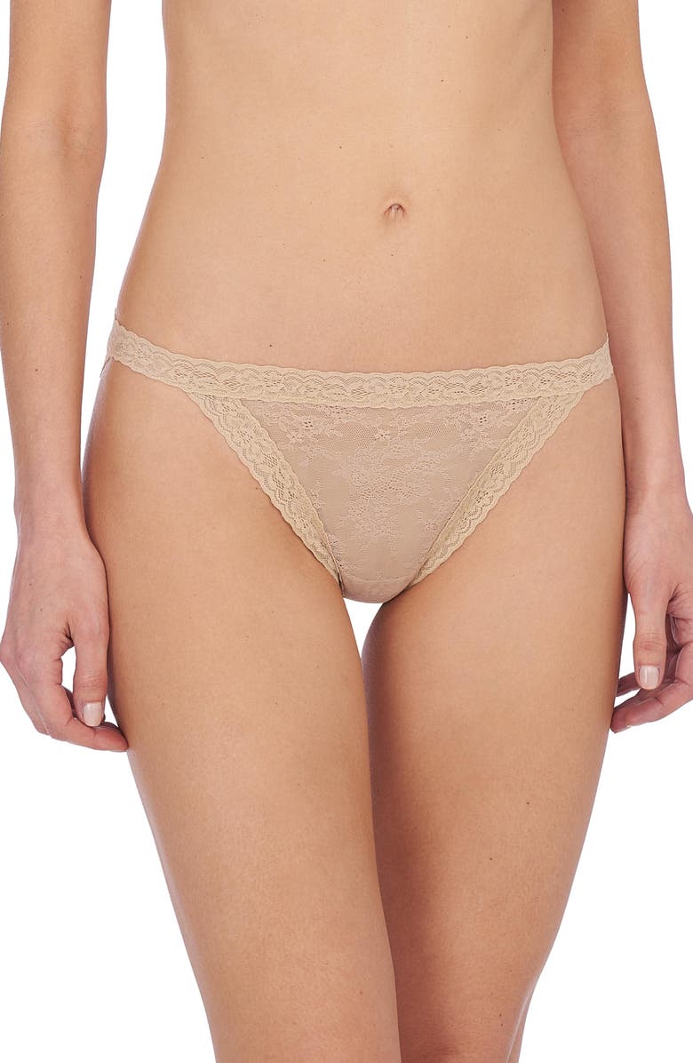 Natori Escape Lace String Bikini, Main, color, Cafe