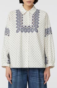 Weekend Max Mara Adda Bandana Print Cotton Button-Up Shirt