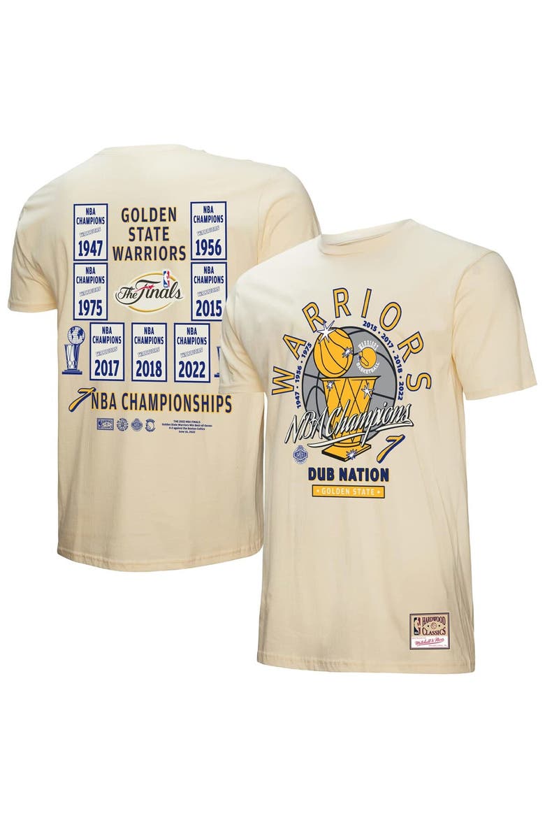 Men's Mitchell & Ness Cream Golden State Warriors Hardwood Classics Champions Vintage T-Shirt, Alternate, color, Cream