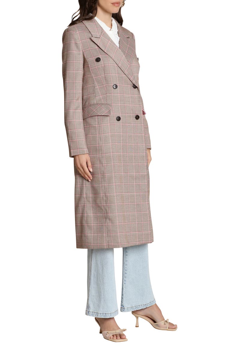 Plaid Trench Coat, Alternate, color, BROWN-PINK PLAID