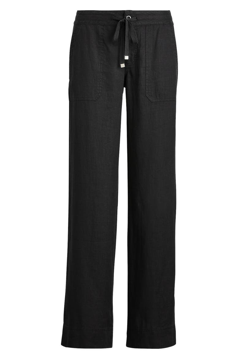 Wide Leg Linen Pants, Alternate, color, BLACK