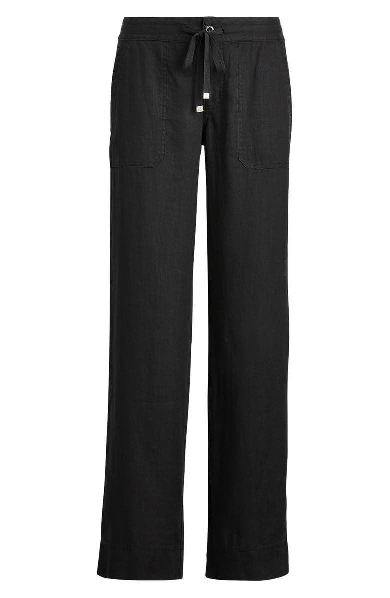 Lauren Ralph Lauren Wide Leg Linen Pants, Alternate, color, Polo Black