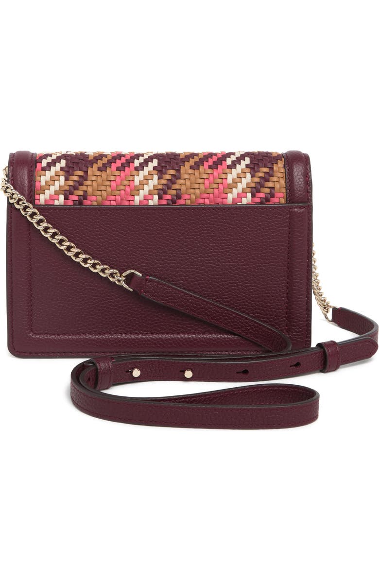 Kate Spade New York leather trimmed woven flap crossbody bag, Alternate, color,