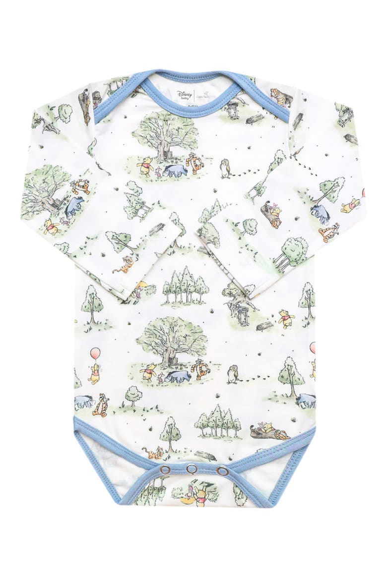 Hundred Acre Wood Print Long Sleeve Bodysuit, Main, color, HUNDRED ACRE WOOD