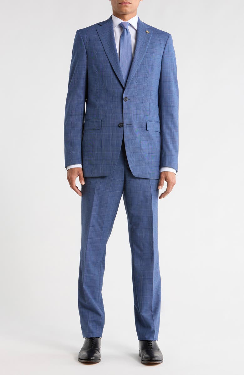 No Ordinary Joe by Ted Baker Jake Navy Plaid Wool Suit, Main, color, Blue