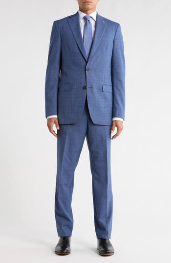 No Ordinary Joe By Ted Baker Jake Navy Plaid Wool Suit In Blue
