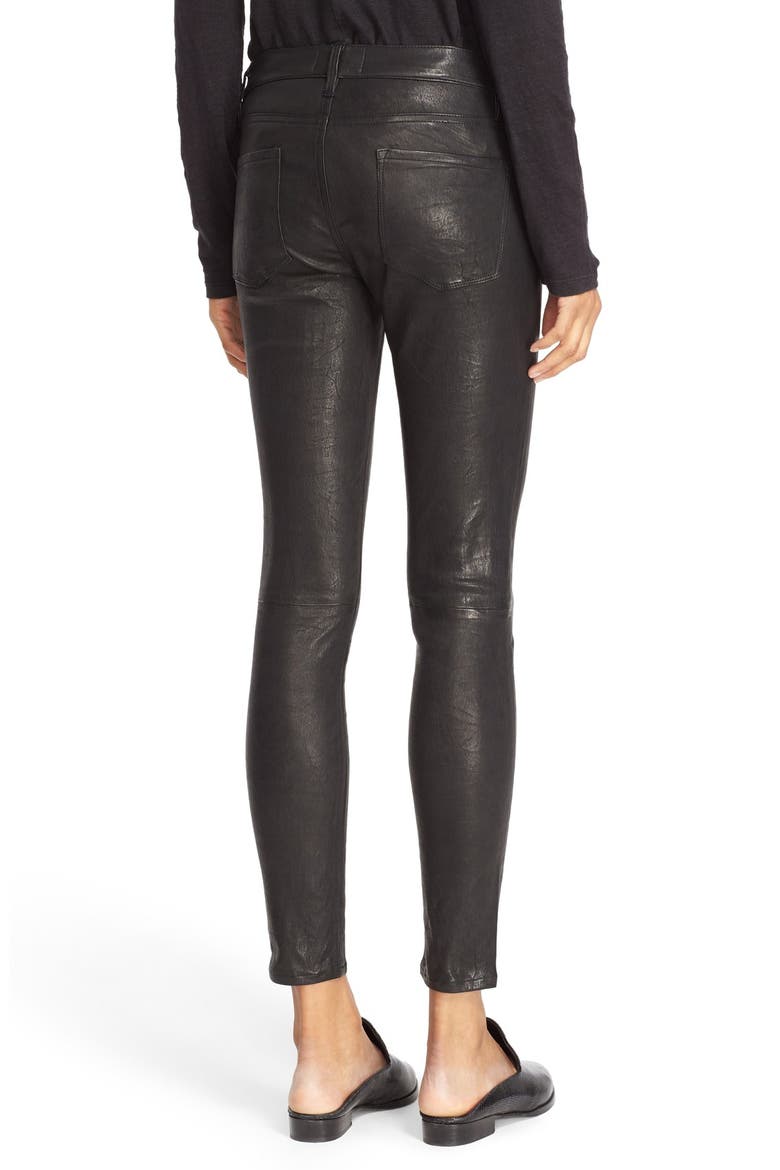 'Le Skinny' Lambskin Leather Pants, Alternate, color, WASHED BLACK