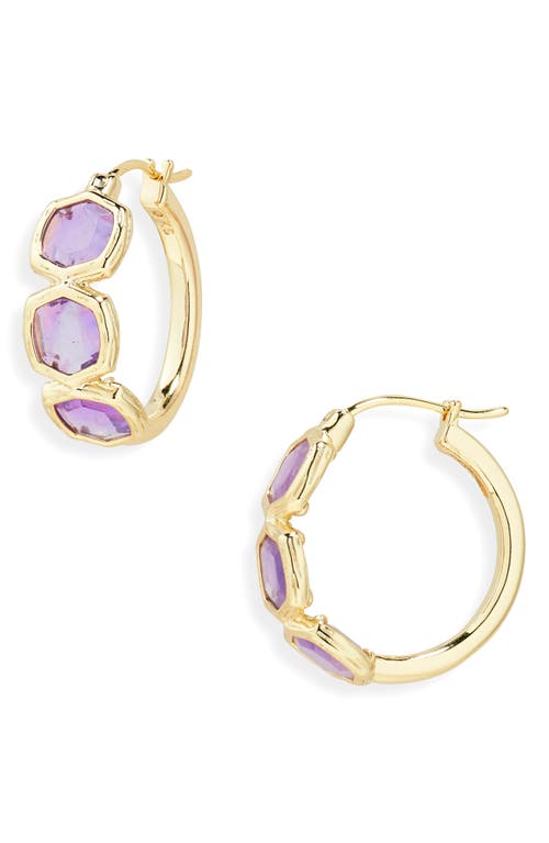 Kendra Scott Maura Hoop Earrings in Gold Dark Purple Amethyst 