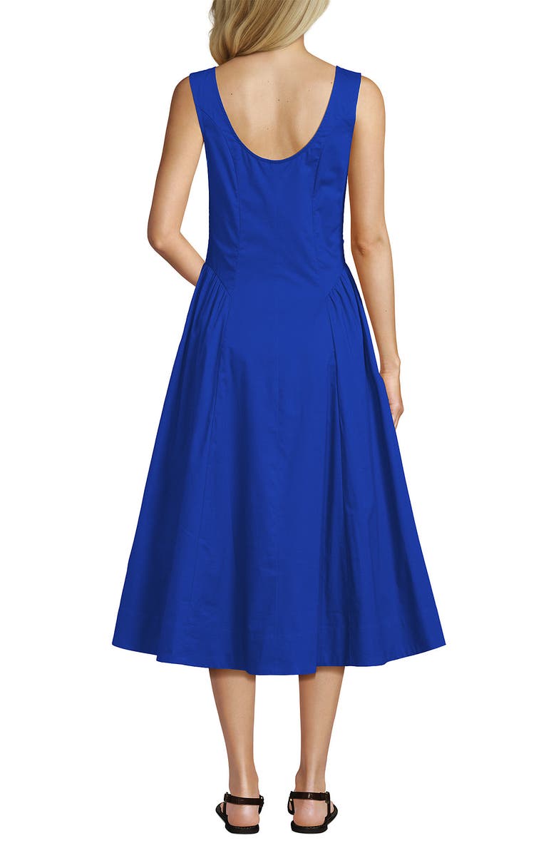 Lands' End Poplin Boatneck Midi Dress, Alternate, color, Vibrant Lapis