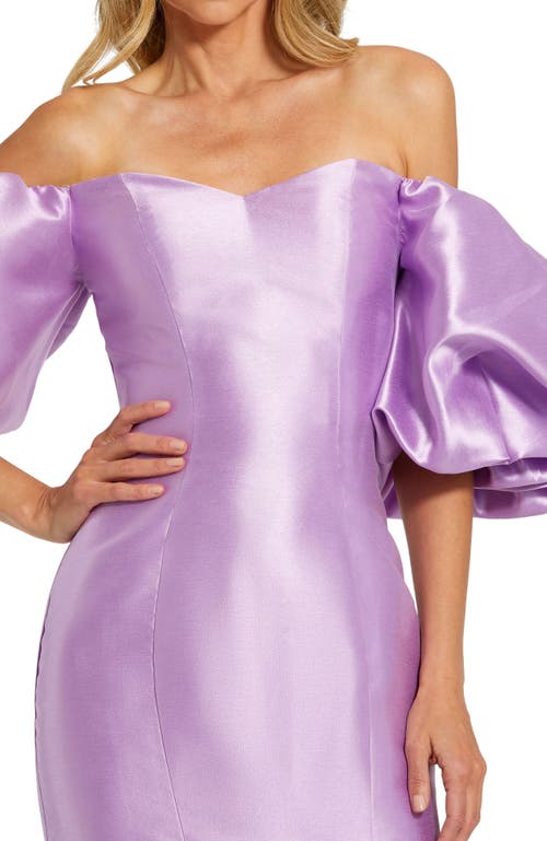 Mac Duggal Sweetheart Off The Shoulder Puff Sleeve Gown In Lilac