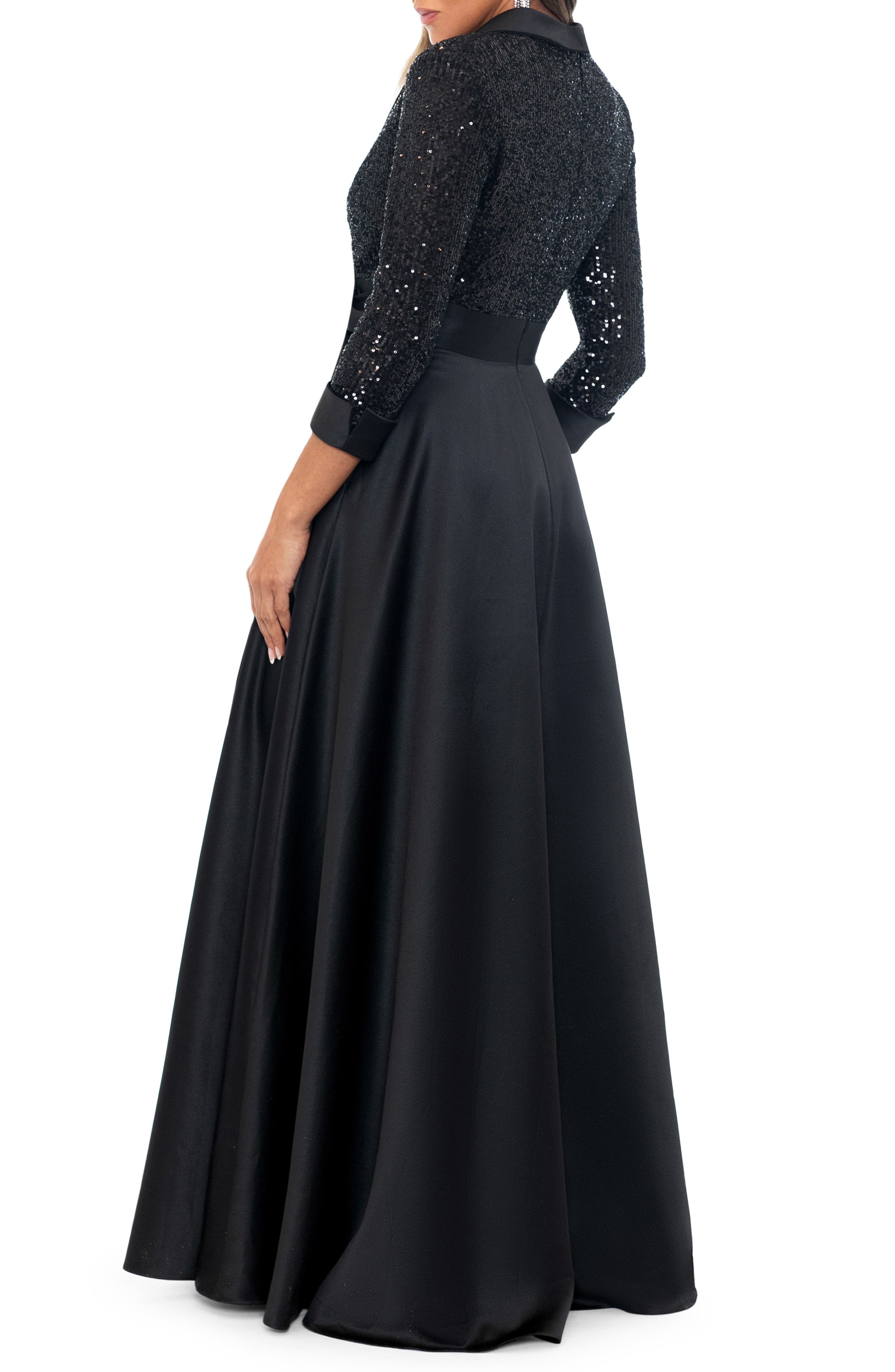 Sequin Long Sleeve Tux Ballgown - image 2