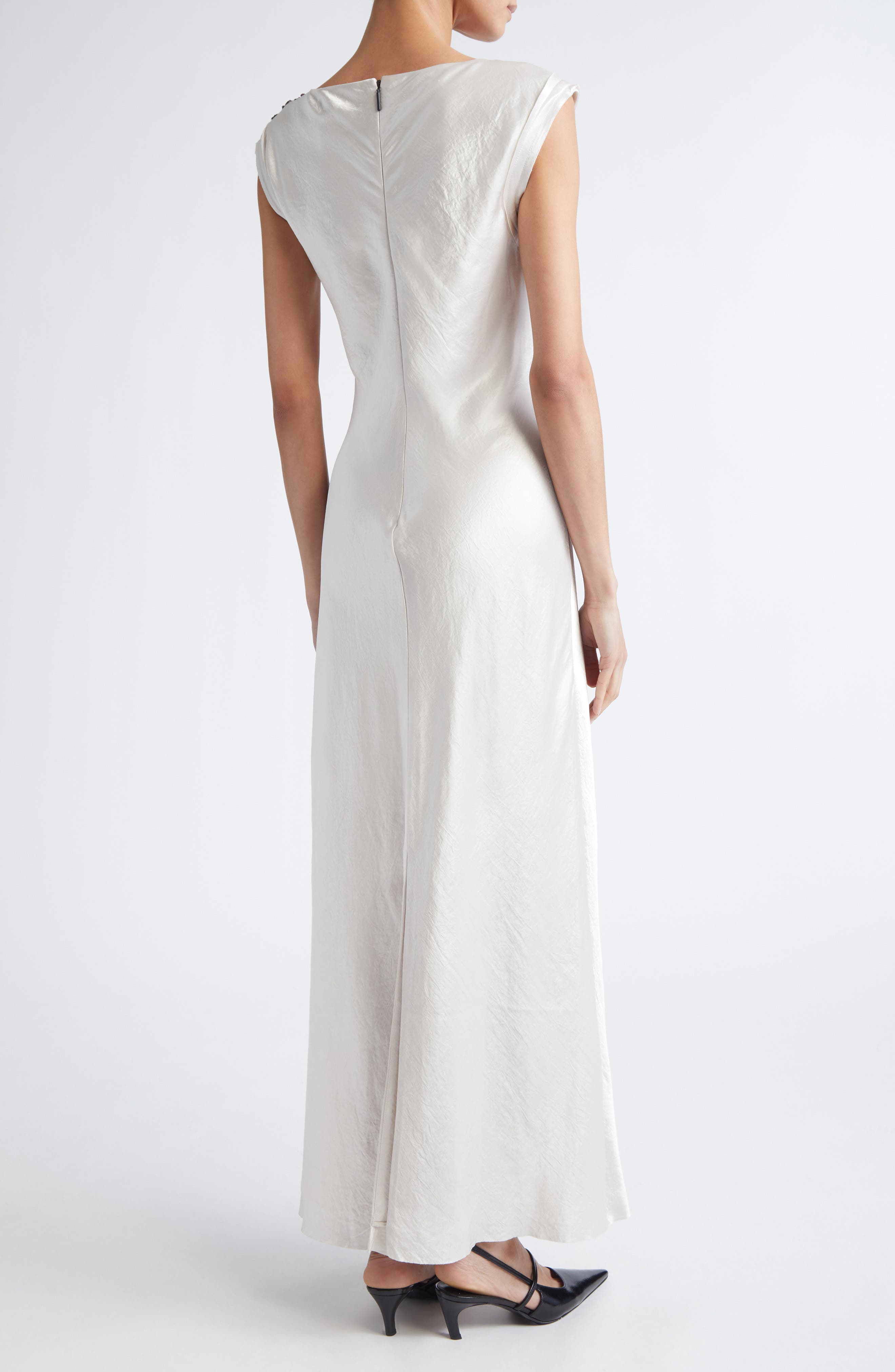Embellished Cap Sleeve Washed Twill Gown - image 2
