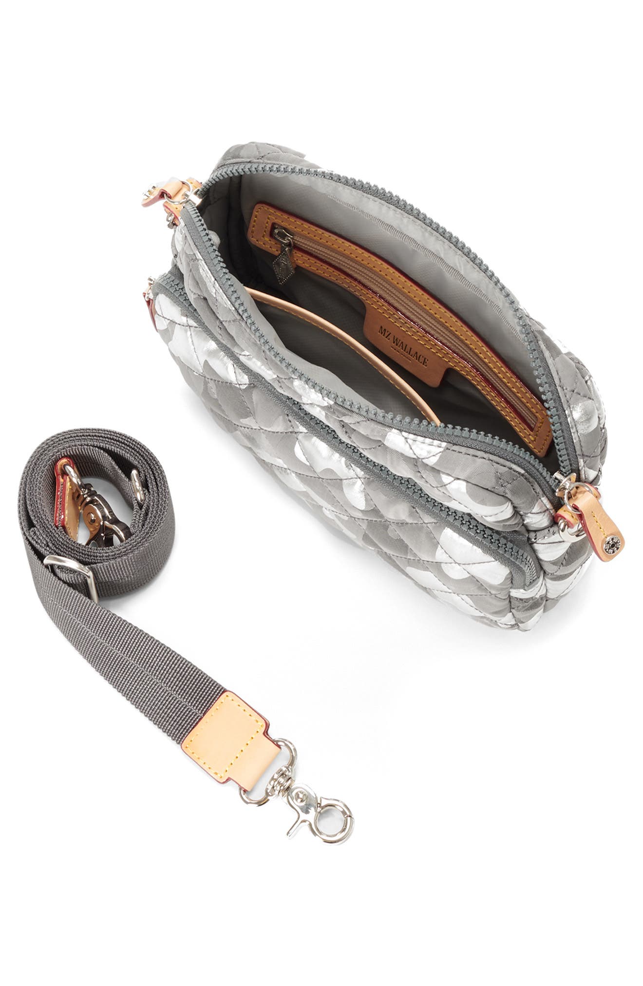 MZ Wallace Small Metro Quilted Nylon Camera Bag, Alternate, color, Silver Metallic Camo