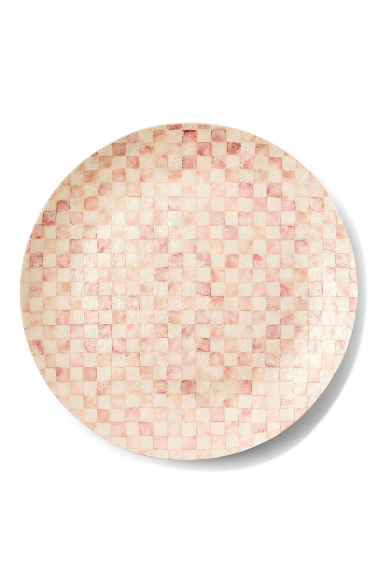Rosy Check Capiz Decorative Bowl, Alternate, color, ROSY