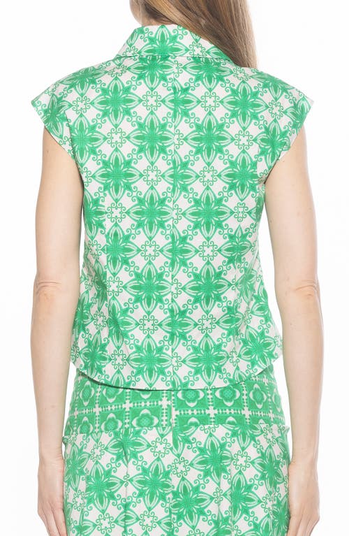 Alexia Admor Juniper Button-up Shirt In Green Geo