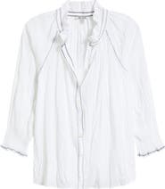 NIC+ZOE Zigzag Stitch Crinkle Cotton Button-Up Shirt
