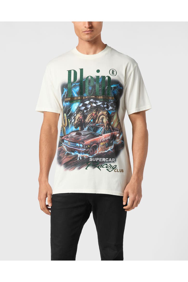 Jersey T-Shirt Round Neck Ss Racing Club Men, Main, color, OffWhite