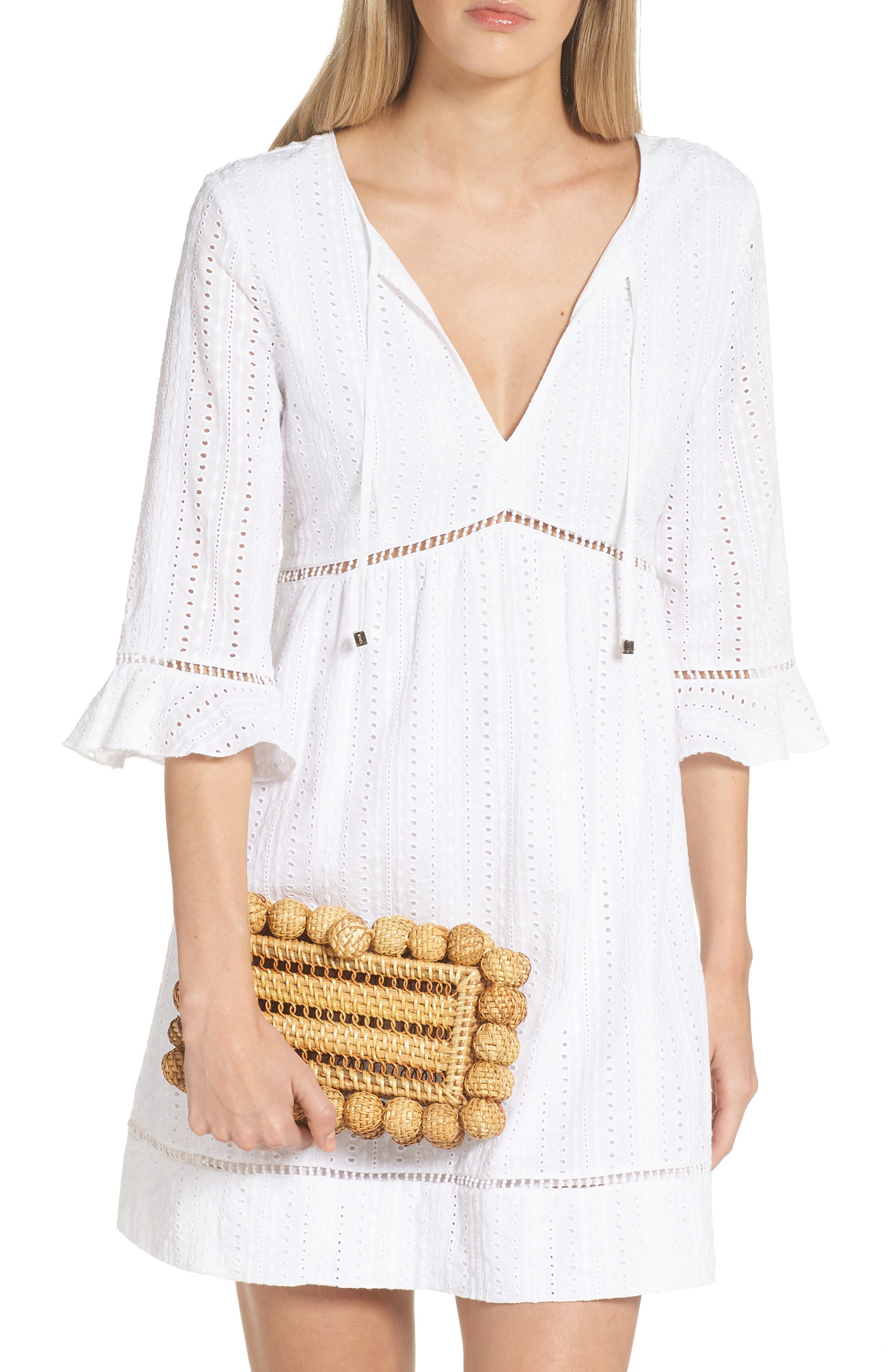 Cult Gaia Eos Rattan Box Clutch, Alternate, color, Natural