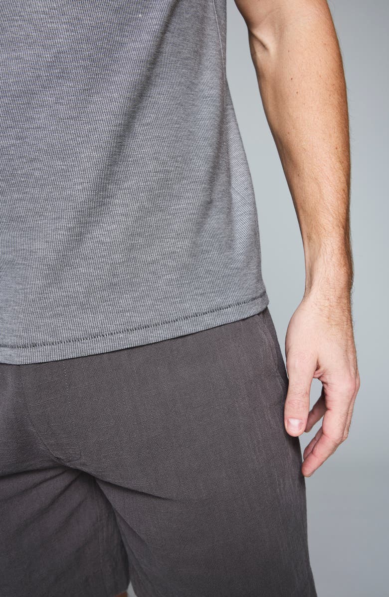 Billy Reid Bird's Eye Short Sleeve Henley, Alternate, color, Asphalt/ Tinted White