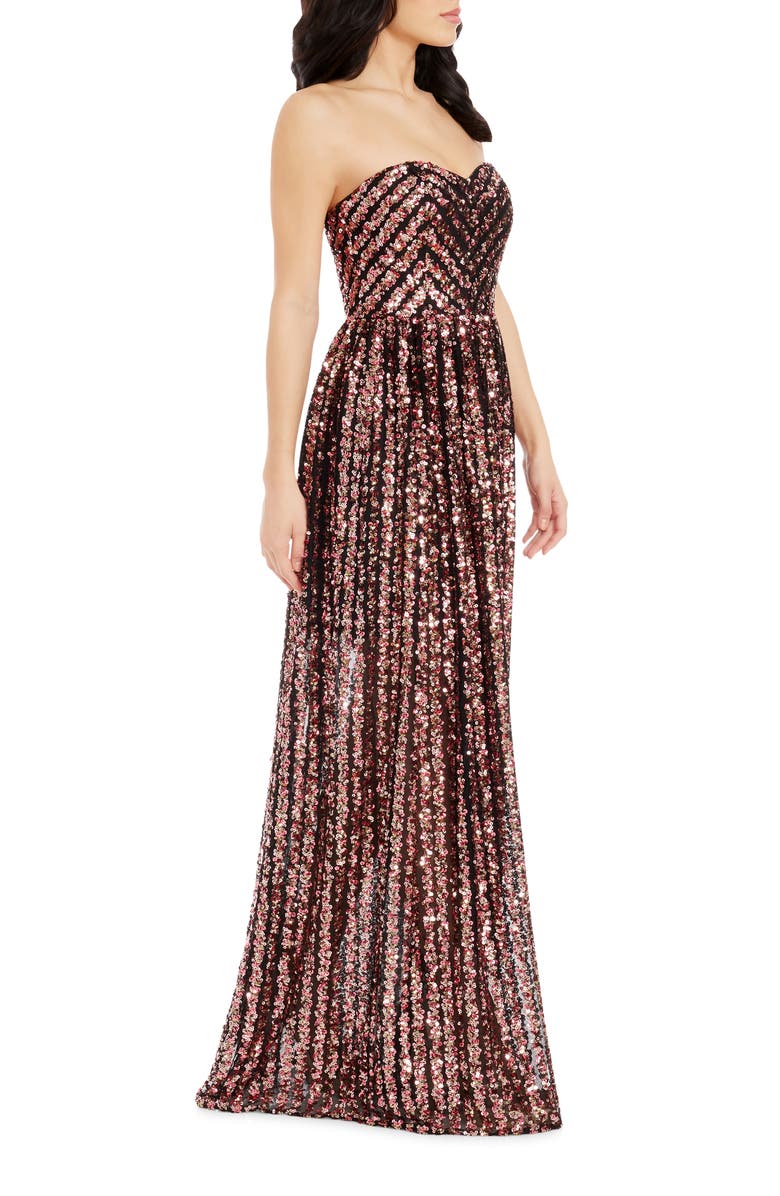 Dress the Population Audrina Sequin Strapless Gown, Alternate, color, Raspberry Multi