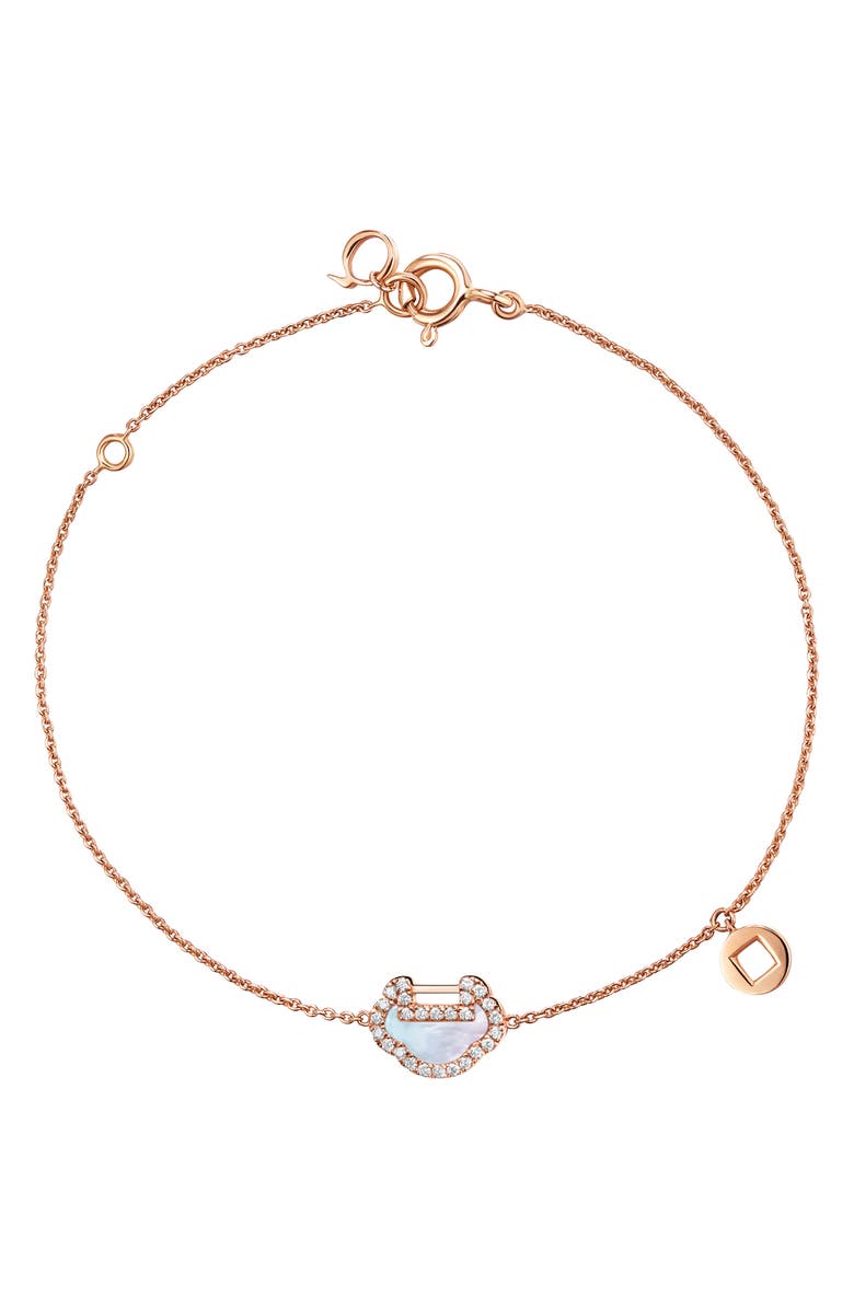 Qeelin Petite Yu Yi Mother-of-Pearl & Diamond Station Bracelet, Main, color, 