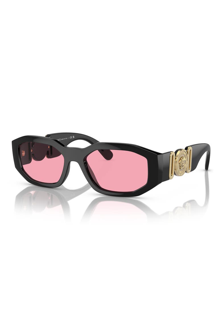 Biggie 53mm Round Sunglasses, Alternate, color, BLACK RED